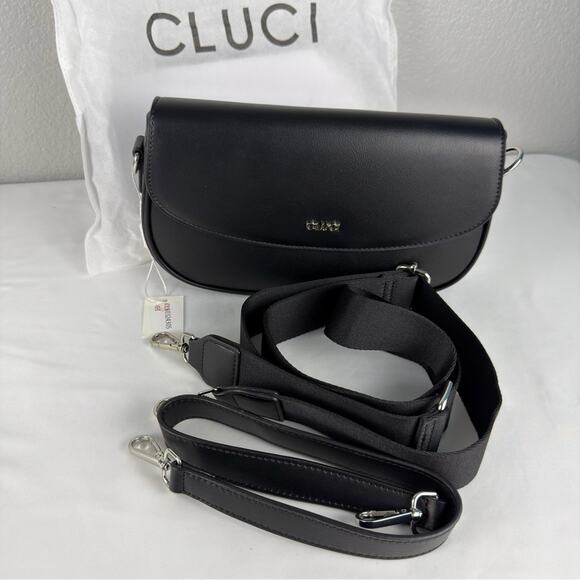 NWT CLUCI Women’s Small Shoulder Bag Clutch Designer tote Black - Picture 4 of 10